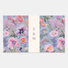 Blume der Stickerei Rechteckiger Aufkleber