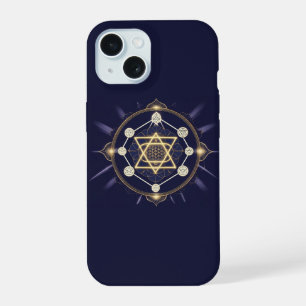 Blume der Unendlichkeit — Heilige Geometrie Himmel iPhone 15 Hülle