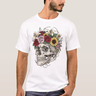 Blume der Vintagen Anatomie des Schädels T-Shirt