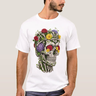 Blume der Vintagen Anatomie des Schädels T-Shirt