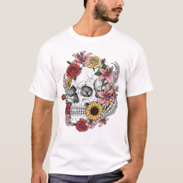 Blume der Vintagen Anatomie des Schädels T-Shirt
