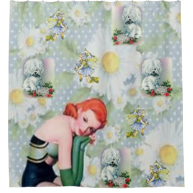 Blume der Vintagen Hündin Duschvorhang (Vorderseite)