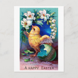 Blume der Vintagen Osterküken Postkarte