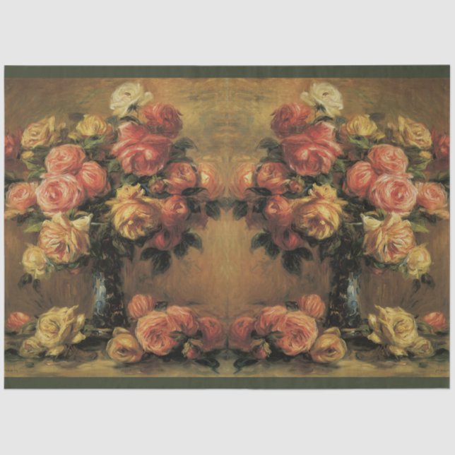 Blume der Vintagen Rose Bouquet Gold Blumendekoupa Seidenpapier (Vorderseite)