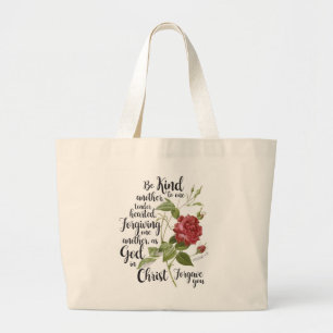Blume der Vintagen Rose illustriert mit Bibelverse Jumbo Stoffbeutel