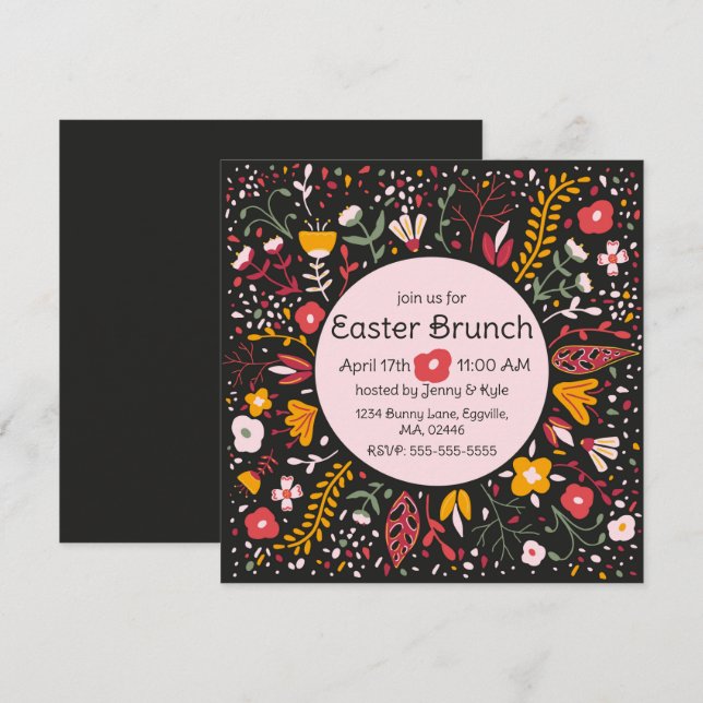 Blume der Volkskunst Ostern Einladung (Vorne/Hinten)