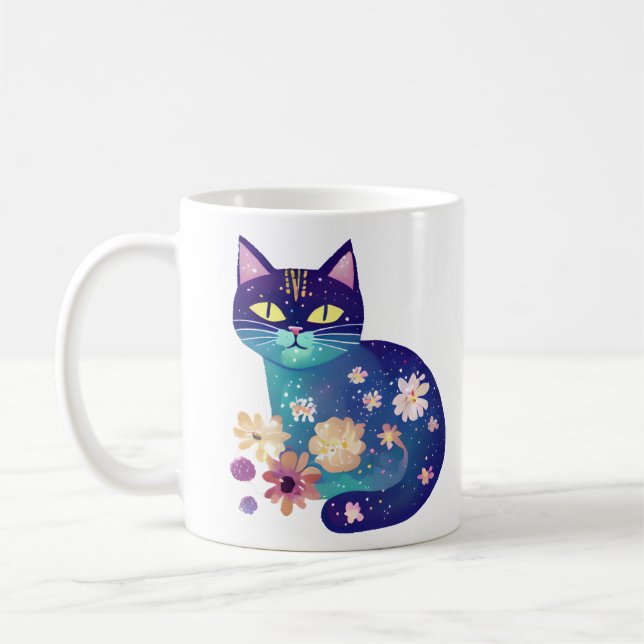 Blume der Volkskunst und Cat-Mama Kaffeetasse (Links)