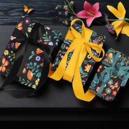 Blume der Volkskunst und Schmetterlinge Geschenkpapier Set