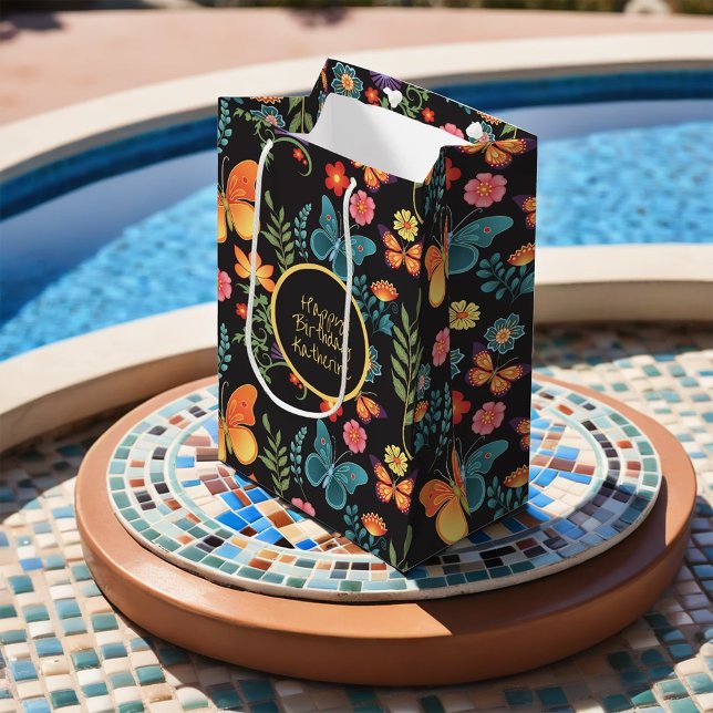 Blume der Volkskunst und Schmetterlinge Personalis Mittlere Geschenktüte (Von Creator hochgeladen)