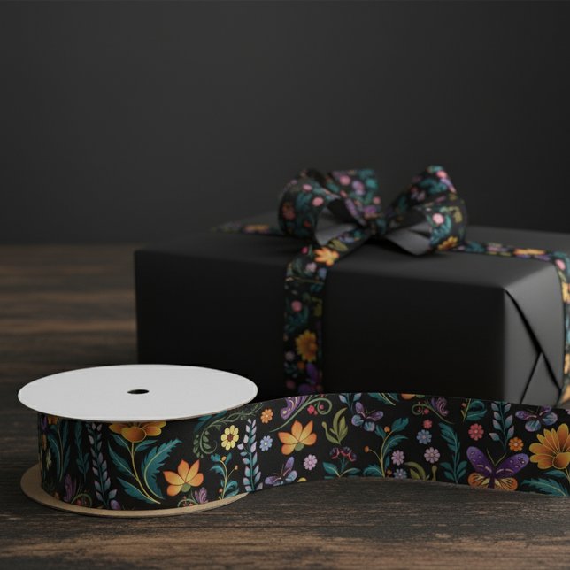 Blume der Volkskunst und Schmetterlinge Satinband (Von Creator hochgeladen)