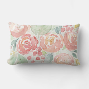 Blume der Wasserfarben "Blush" und "Coral Watercol Lendenkissen