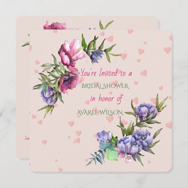 Blume der Wasserfarben Brautparty Einladung (Vorne/Hinten)