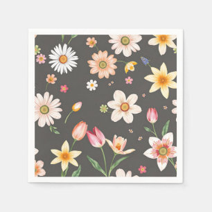 Blume der Wasserfarben-Frühlingsmuster mit Milchpr Serviette