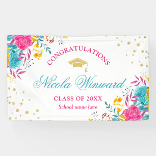 Blume der Wasserfarben Girl Graduation Party  Banner