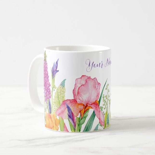 Blume der Wasserfarben Kaffeetasse (Vorderseite Links)