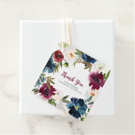 Blume der Watercolor Burgundy Navy Danke Geschenkanhänger