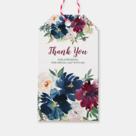 Blume der Watercolor Burgundy Navy Danke Geschenkanhänger