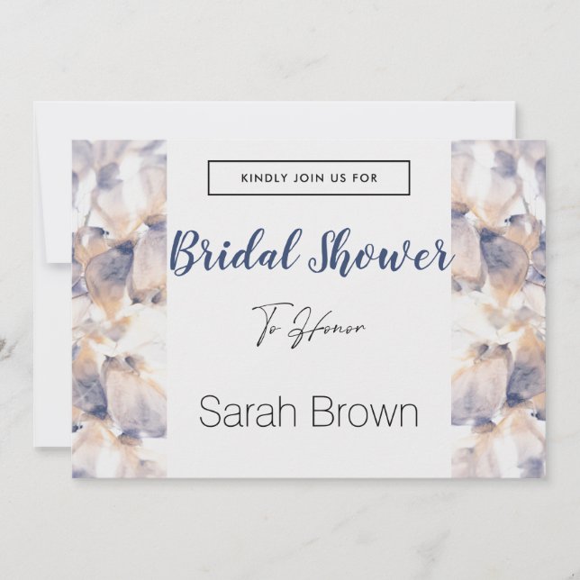 BLUME DER WEISS UND BLAUEN PATELE ELEGANTES BRAUTP EINLADUNG (Vorderseite)