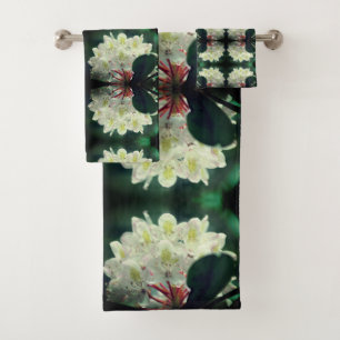 Blume der weißen Azalea mit Raindrops Abstrakt Badhandtuch Set
