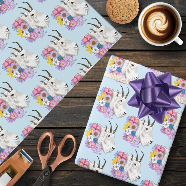 Blume der weißen Bergziege Geschenkpapier (Von Creator hochgeladen)