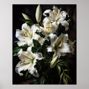 Blume der Weißen Lilie Art Print Poster