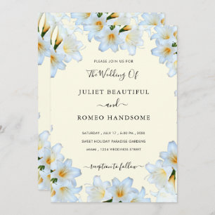 Blume der Weißen Lilie Gerahmte Einladung zur Hoch