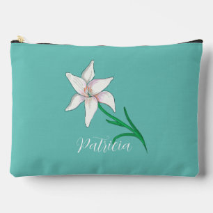 Blume der weißen Lilie Personalisiert Zubehörtasche