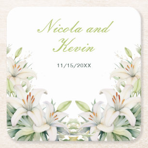 Blume der Weißen Lilie Rechteckiger Pappuntersetzer