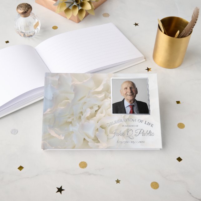 Blume der weißen Nelke Gästebuch (Vorderseite Offen)