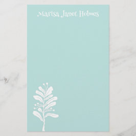 Blume der weißen Pflanze Minimal botanische Illust Briefpapier