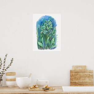 Blume der weißen Schmetterling-Orchideenfeder Poster