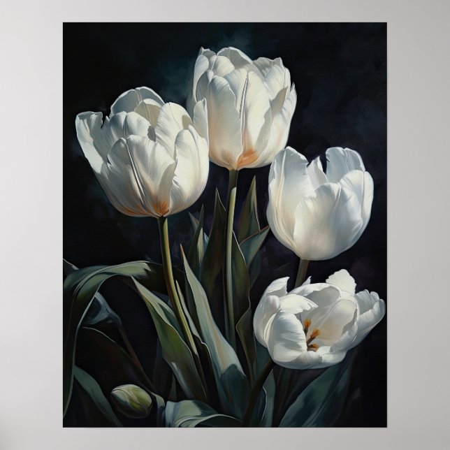 Blume der Weißen Tulip Art Print Poster (Vorne)