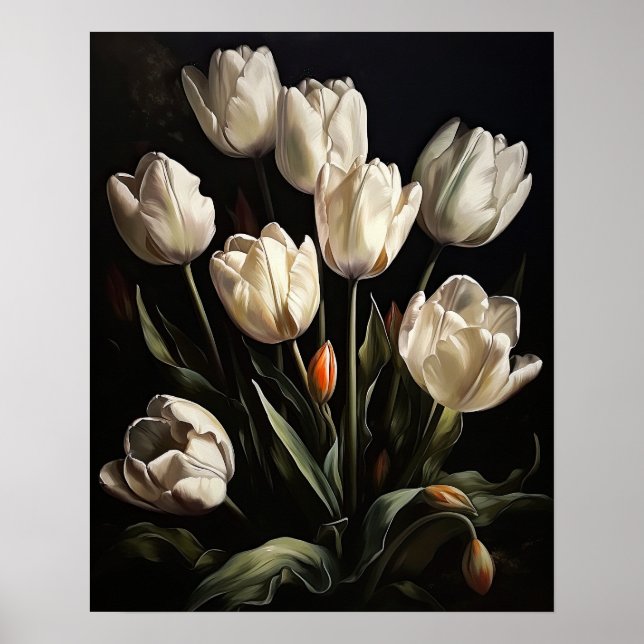 Blume der Weißen Tulip Art Print Poster (Vorne)