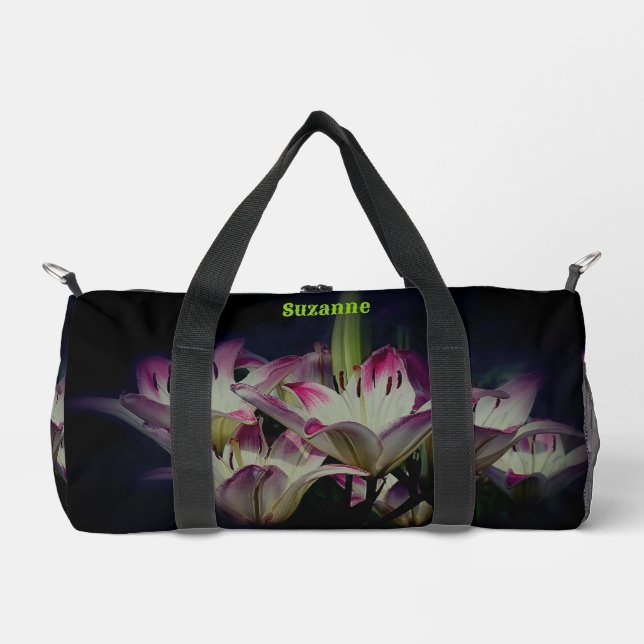 Blume der Weißen und Roten Lilie Personalisiert Duffle Bag (Vorderseite)