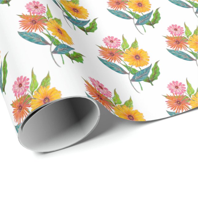 Blume der Wildblume Zinnia Geschenkpapier (Rolleneckpunkt)