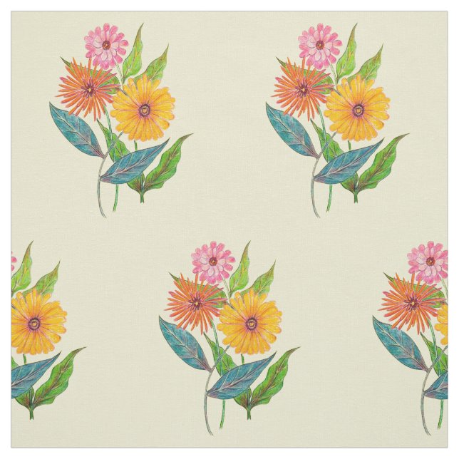 Blume der Wildblume Zinnia Stoff (Muster)