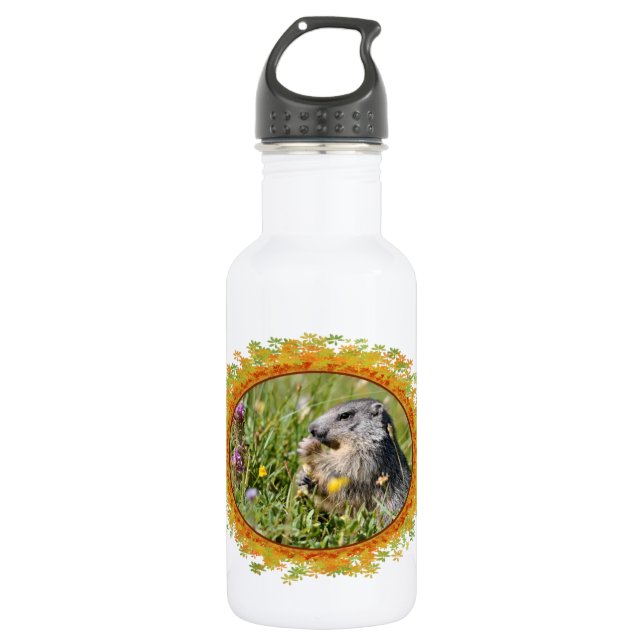 Blume des Almmarmots im Rahmen von Blätter Trinkflasche (Vorderseite)