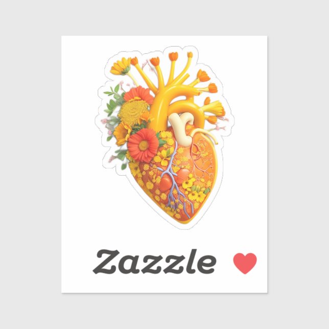 Blume des anatomischen Herzens Aufkleber (Blatt)