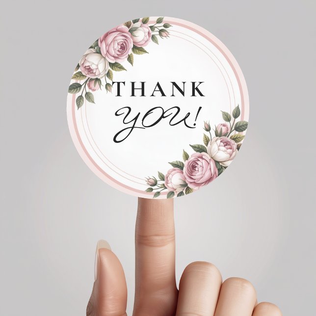 Blume des Aquarellgartens Vielen Dank Runder Aufkleber (Von Creator hochgeladen)