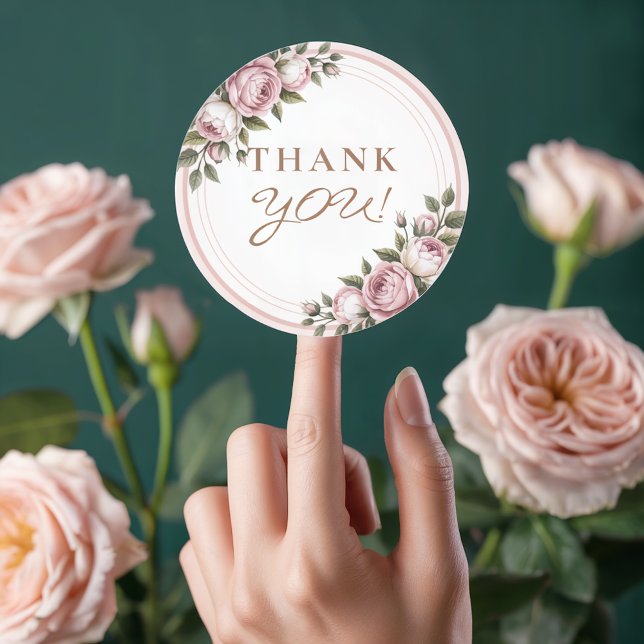 Blume des Aquarellgartens Vielen Dank Runder Aufkleber (Von Creator hochgeladen)