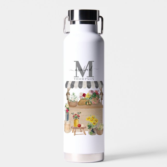Blume des Bauernmarktes Kart Küche Mit Monogramm Trinkflasche (Vorne)