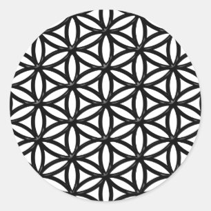 Blume des Bildzeichens "Heilige Geometrie" (schwar Runder Aufkleber