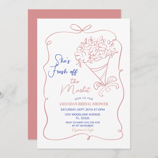 Blume des Brautparty Einladung (Vorne/Hinten)