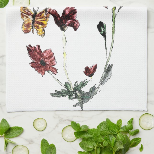Blume des Butterfly Poppy Handtuch (Gefaltet)