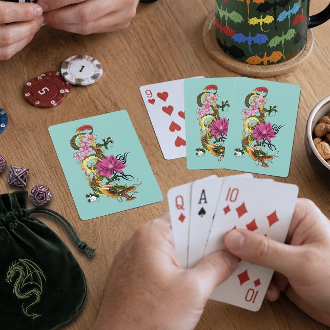 Blume des chinesischen Drachen Lotus blühen Spielkarten (Von Creator hochgeladen)