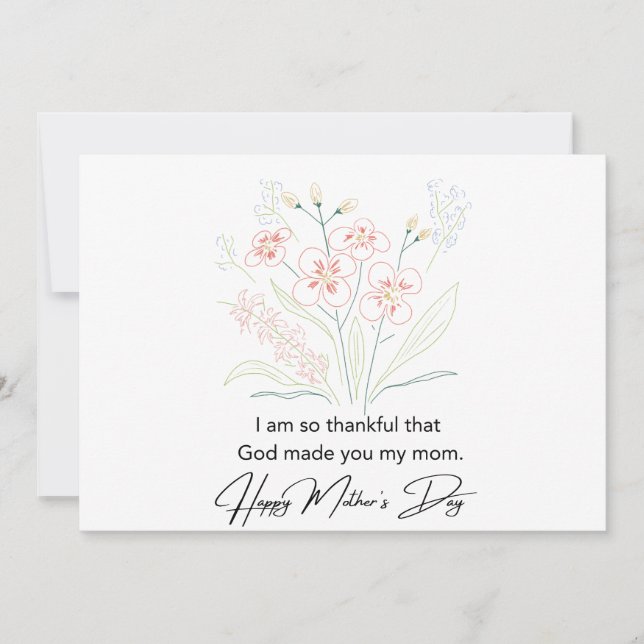 Blume des einfachen Muttertags Zeichnend Dankeskarte (Vorderseite)