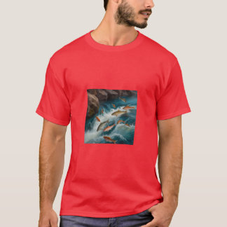 Blume des Fischflusses Malerei T-Shirt