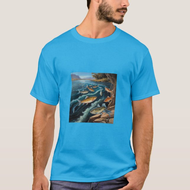 Blume des Fischflusses Malerei T-Shirt (Vorderseite)