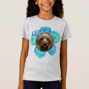 Blume des Fotos mit personalisiertem Namen T-Shirt