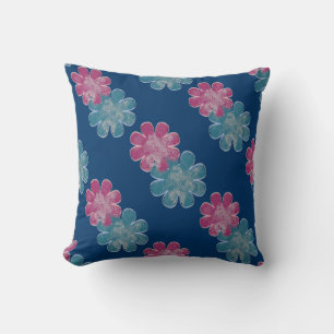 Blume des Glaseffekts (rosa/aquamarin/navy) Kissen